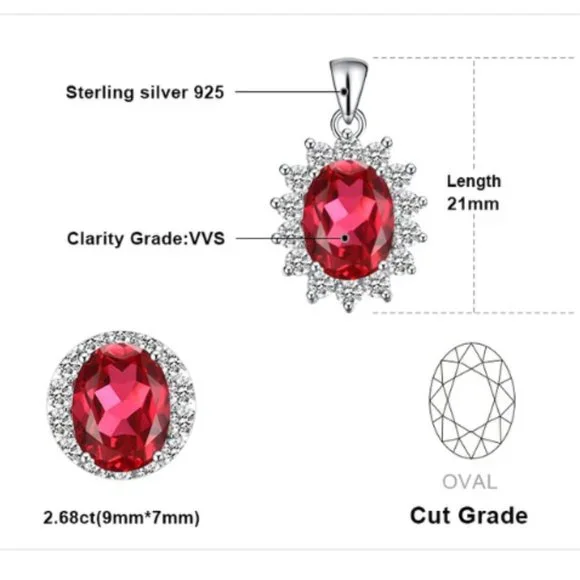 ❤️ 2.6ct Ruby Necklace - 925 Sterling Silver - Picture 9 of 10